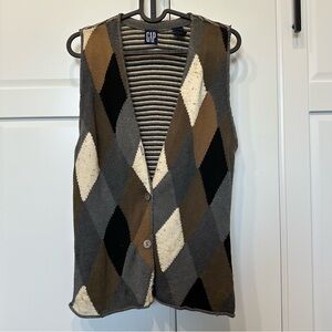 VTG GAP Multicolor Argyle Button sweater vest,cotton,large,preppy,academia,flaw